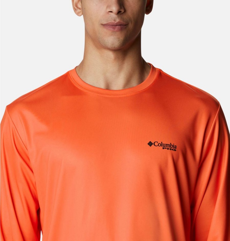 Orange Columbia PHG Terminal Shot Game Flag Long Sleeve Men's T-Shirt | 96237ZWFT