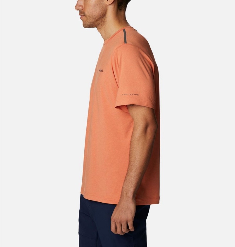 Orange Columbia Tech Trail Crew Neck Men's T-Shirt | 81493XLJK