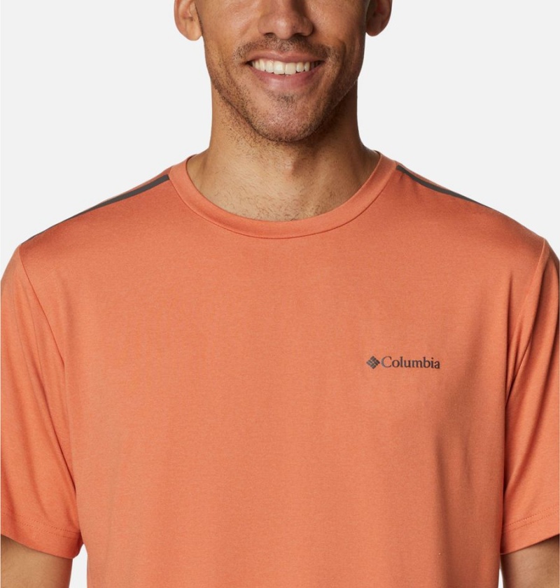 Orange Columbia Tech Trail Crew Neck Men's T-Shirt | 81493XLJK