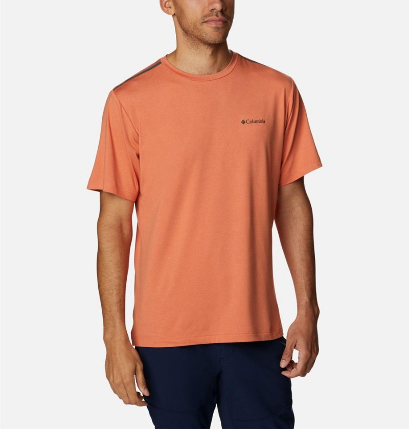 Orange Columbia Tech Trail Crew Neck Men's T-Shirt | 81493XLJK