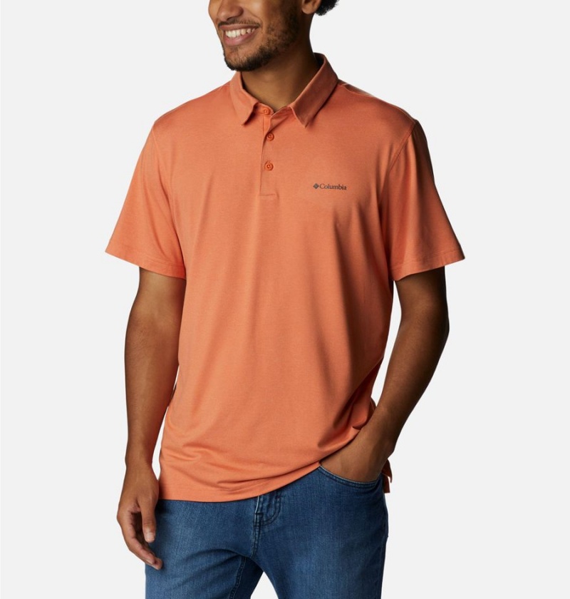 Orange Columbia Tech Trail Men's Polo Shirt | 76021WKNY