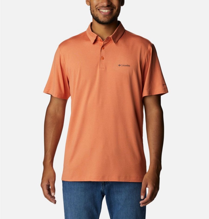 Orange Columbia Tech Trail Men\'s Polo Shirt | 76021WKNY