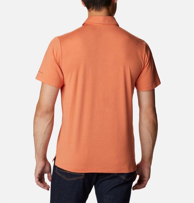 Orange Columbia Tech Trail Novelty Men's Polo Shirt | 63521GQTO