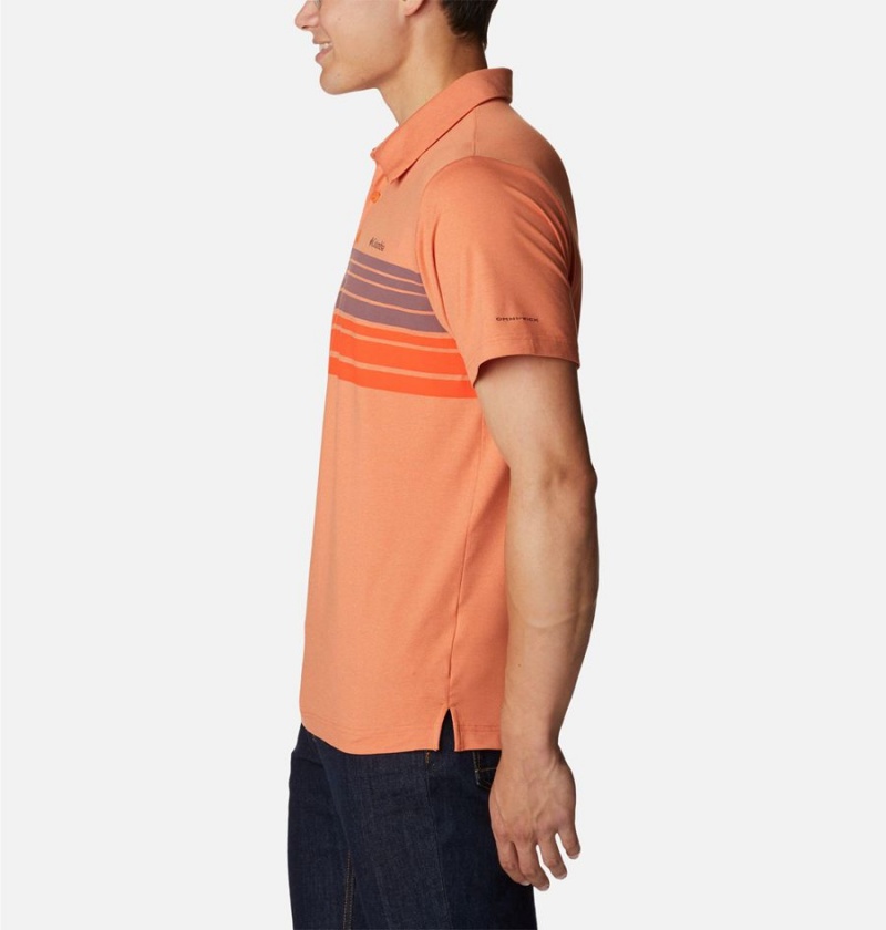 Orange Columbia Tech Trail Novelty Men's Polo Shirt | 63521GQTO