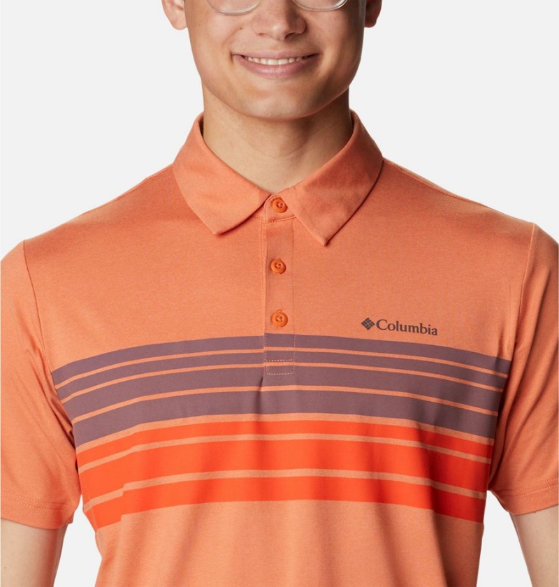 Orange Columbia Tech Trail Novelty Men's Polo Shirt | 63521GQTO