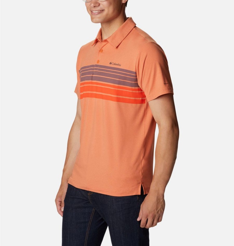 Orange Columbia Tech Trail Novelty Men's Polo Shirt | 63521GQTO