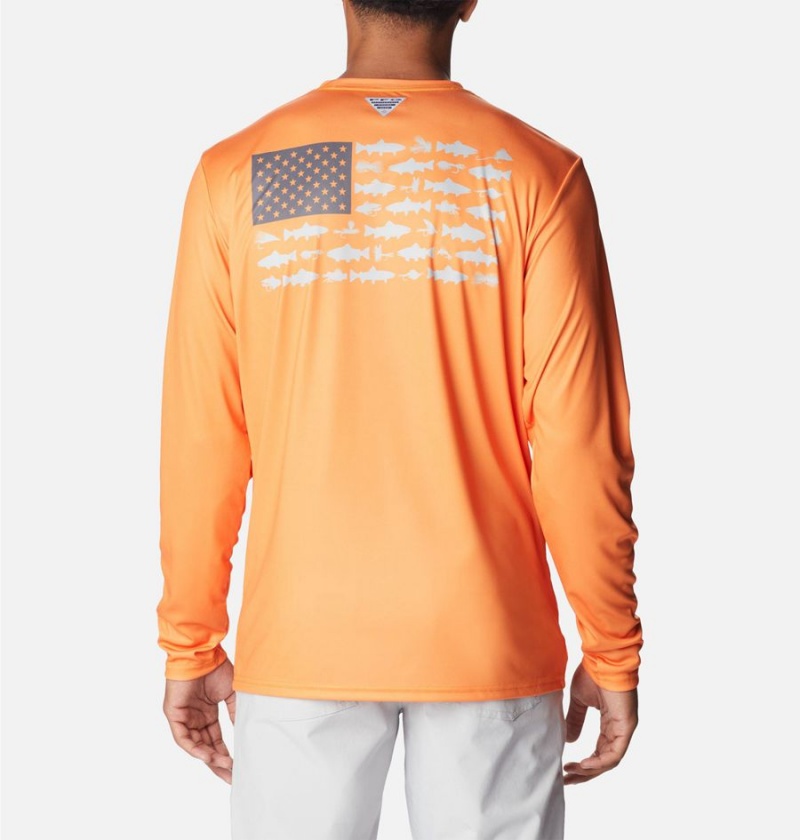 Orange Columbia Terminal Tackle PFG Fish Flag Long Sleeve Men's T-Shirt | 53107WKLT