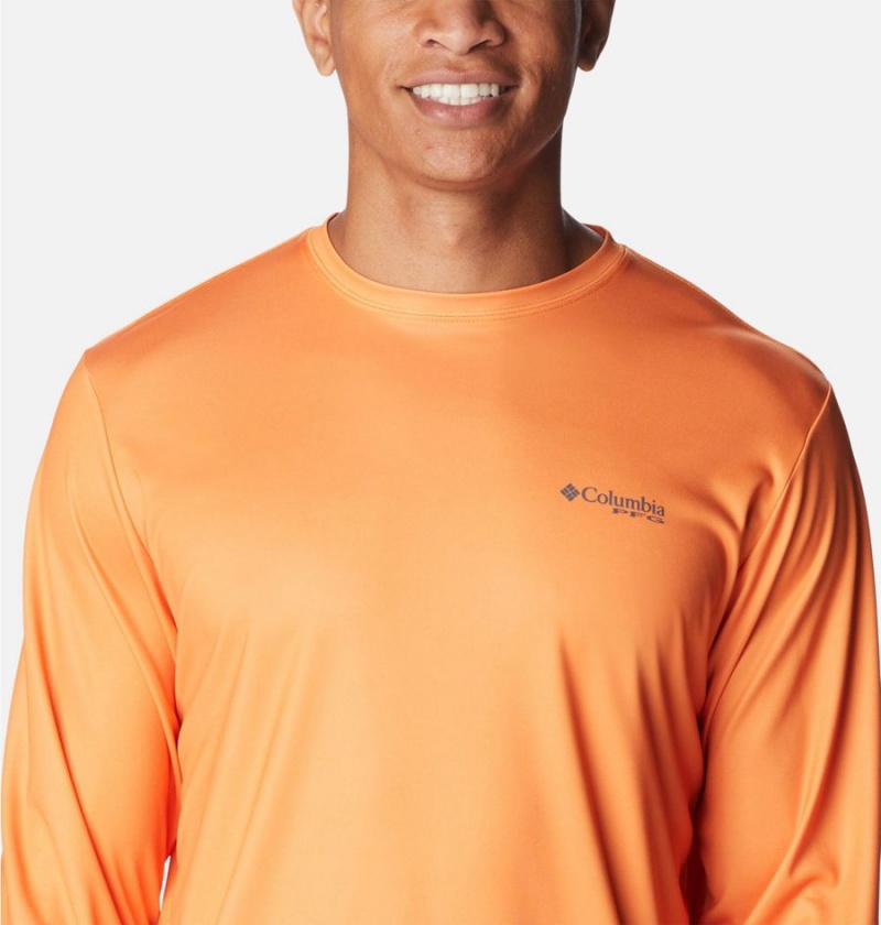 Orange Columbia Terminal Tackle PFG Fish Flag Long Sleeve Men's T-Shirt | 53107WKLT