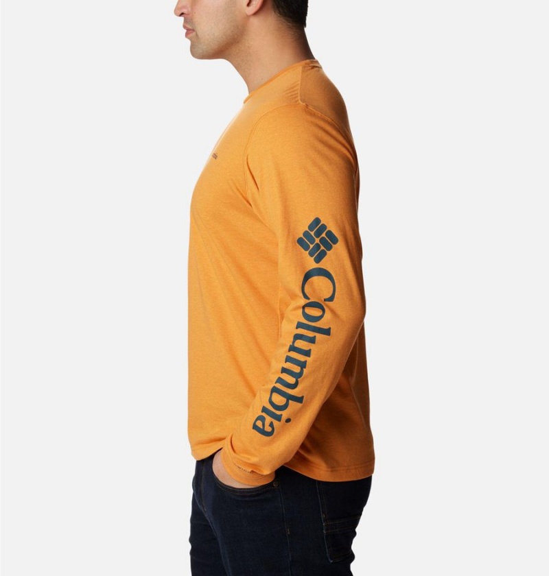 Orange Columbia Thistletown Hills Long Sleeve Logo Men's T-Shirt | 57162ALTH