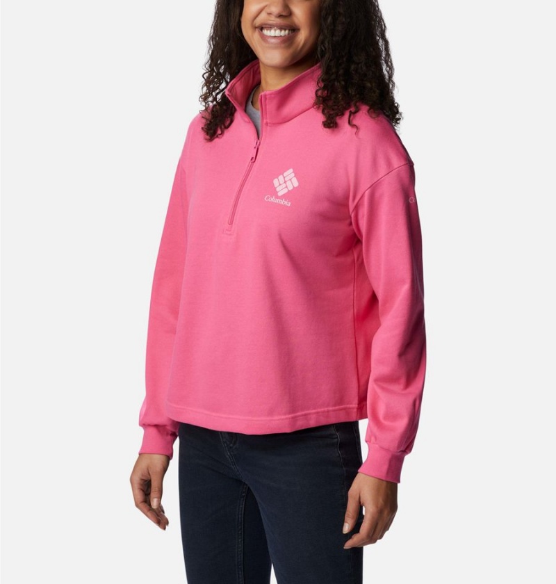 Pink Columbia Logo French Terry Half Zip Women's Pullover | 58219IBGU