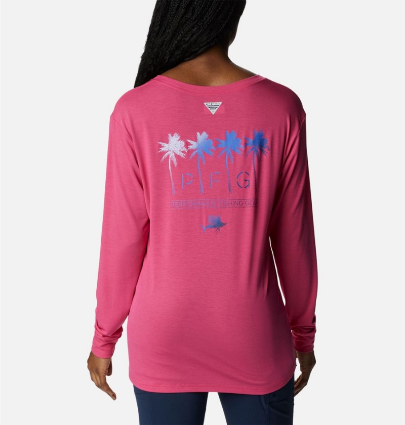 Pink Columbia PFG Slack Water Graphic Long Sleeve Women\'s T-Shirt | 98142EICX