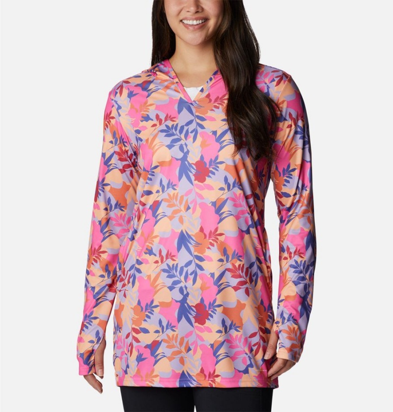 Pink Columbia Summerdry Coverup Printed Tunic Women\'s Hoodie | 67521HBXW