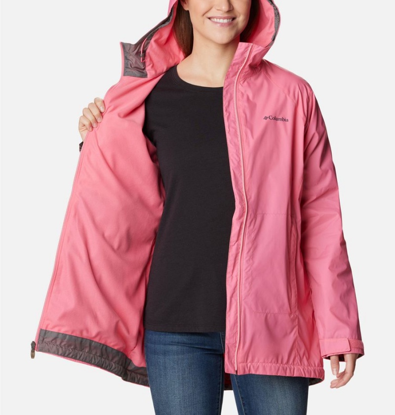 Pink Columbia Switchback Lined Long Women's Rain Jacket | 89704RBQZ