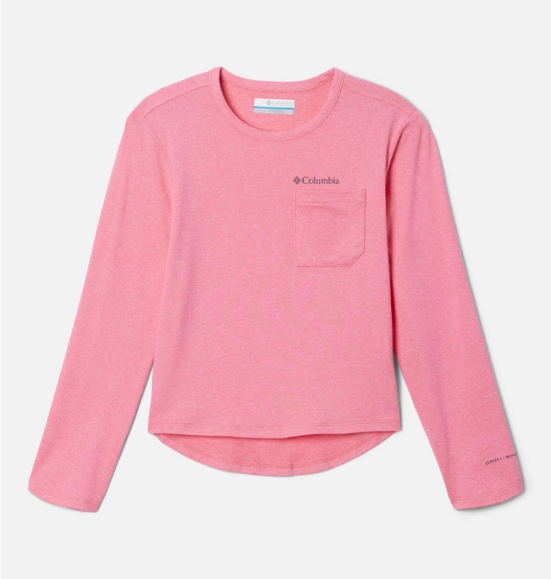 Pink Columbia Tech Trail Long Sleeve Kids\' T-Shirt | 71409CGJZ