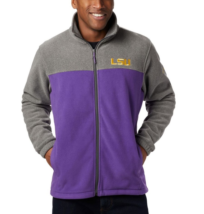 Purple Columbia Collegiate Flanker III - LSU Men's Fleece Jacket | 57164ZPBQ