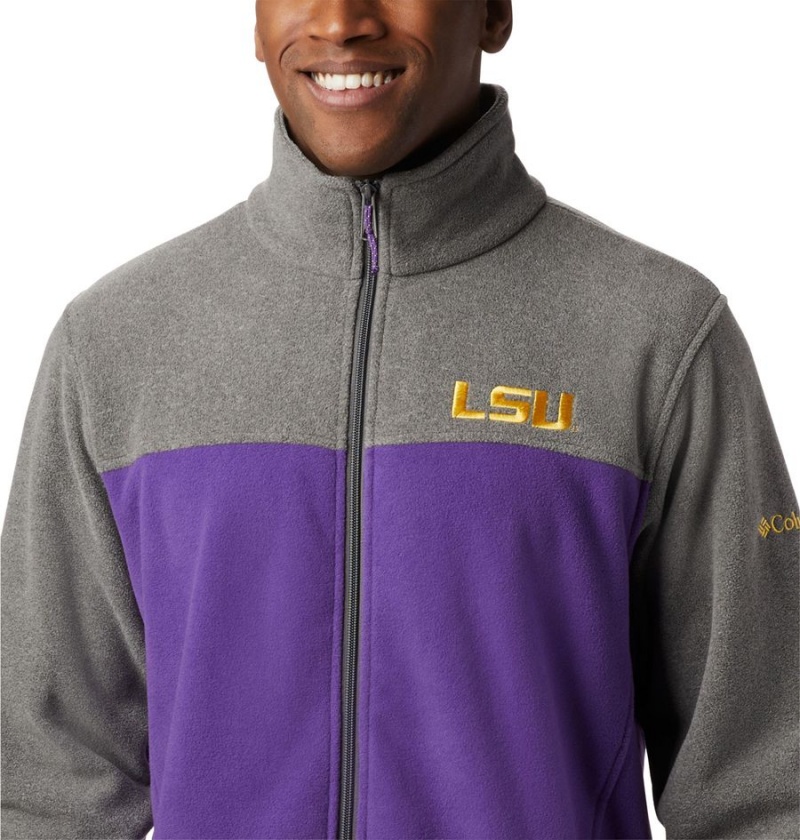 Purple Columbia Collegiate Flanker III - LSU Men's Fleece Jacket | 57164ZPBQ