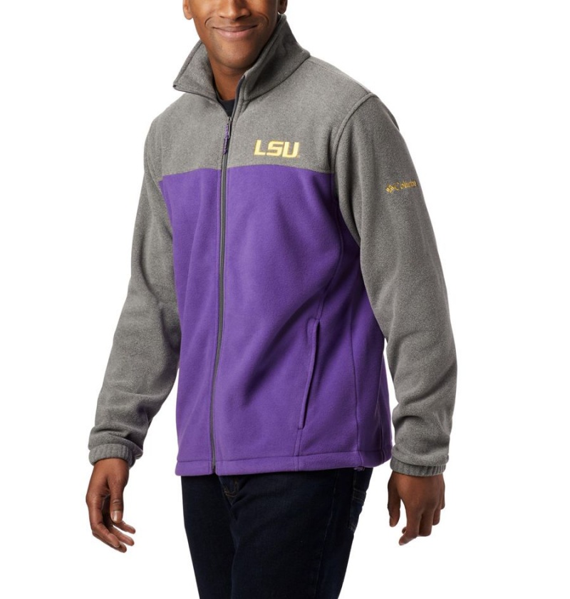 Purple Columbia Collegiate Flanker III - LSU Men\'s Fleece Jacket | 57164ZPBQ