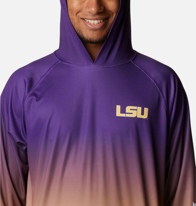 Purple Columbia Collegiate PFG Super Terminal Tackle - Louisiana Men's Hoodie | 96240ZDFG