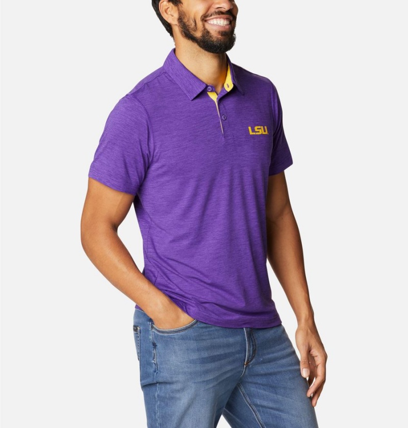 Purple Columbia Collegiate Tech Trail - LSU Men's Polo Shirt | 65801CNGX