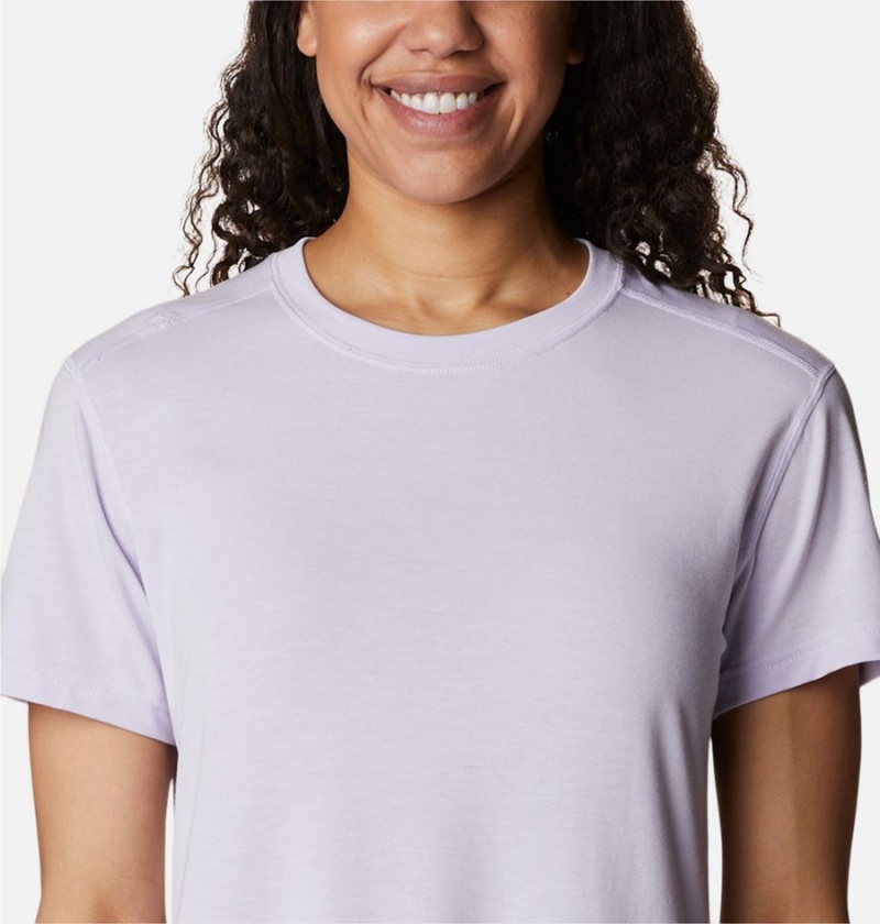 Purple Columbia Endless Trail Running Tech Women's T-Shirt | 02861EPIZ