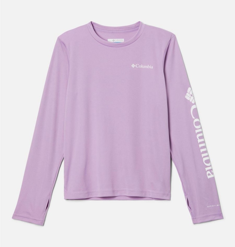 Purple Columbia Fork Stream Long Sleeve Kids\' T-Shirt | 52793JPQA