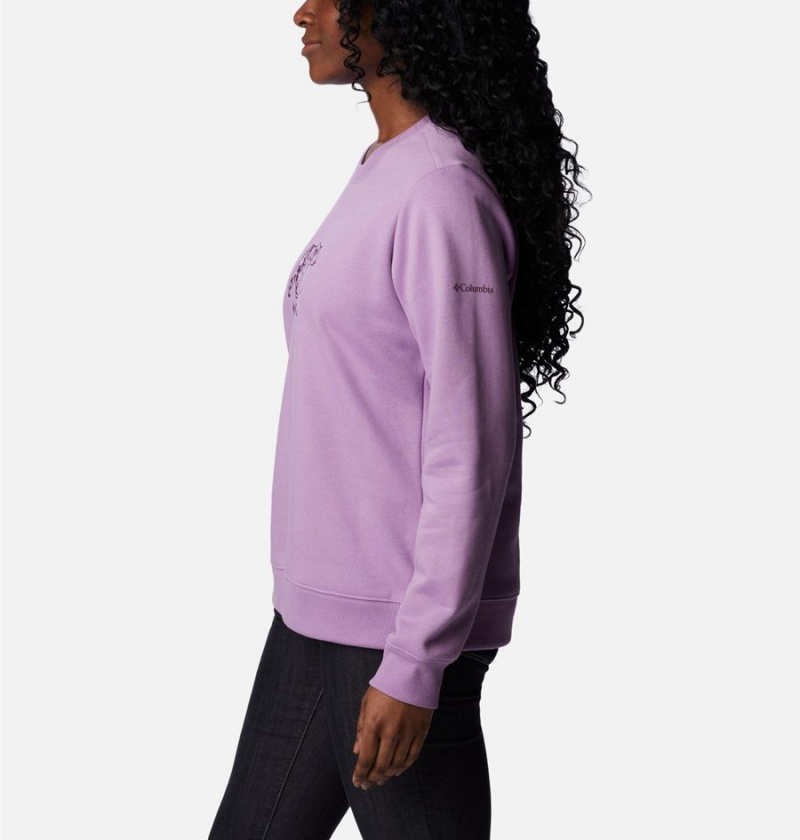 Purple Columbia Hart Mountain II Graphic Crew Women's Pullover | 50376ZJLG