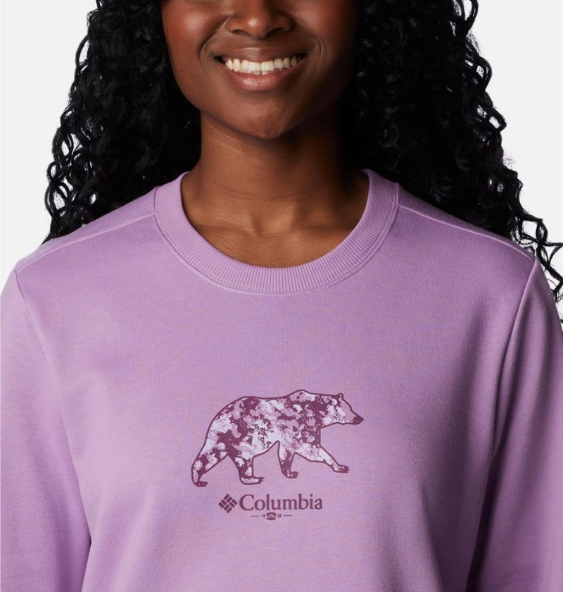 Purple Columbia Hart Mountain II Graphic Crew Women's Pullover | 50376ZJLG