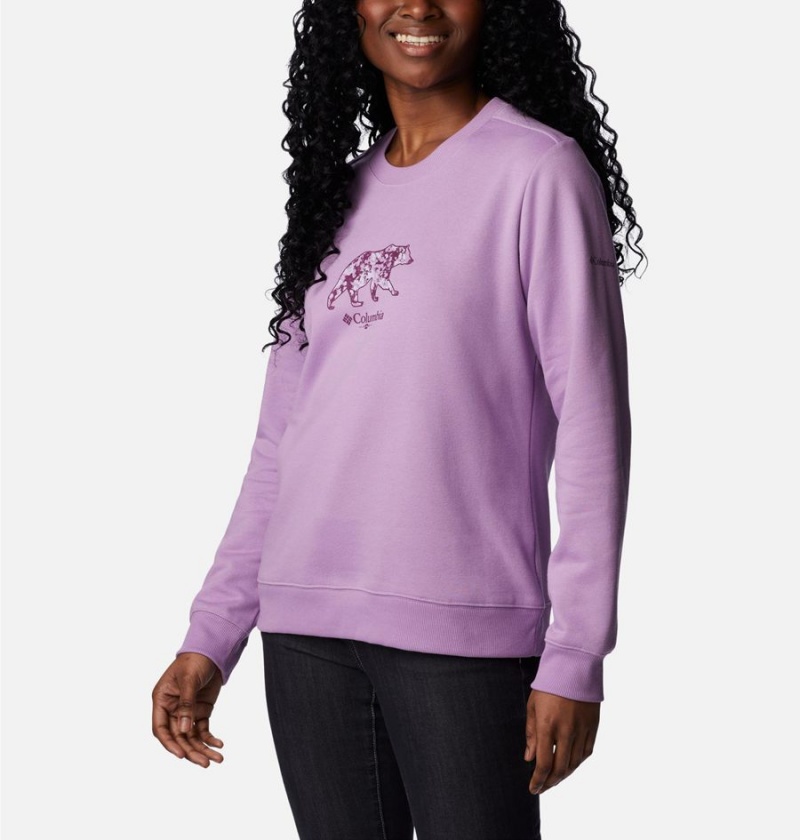 Purple Columbia Hart Mountain II Graphic Crew Women's Pullover | 50376ZJLG