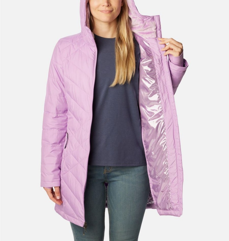 Purple Columbia Heavenly Long Hooded Women's Puffer Jacket | 38219IBUS