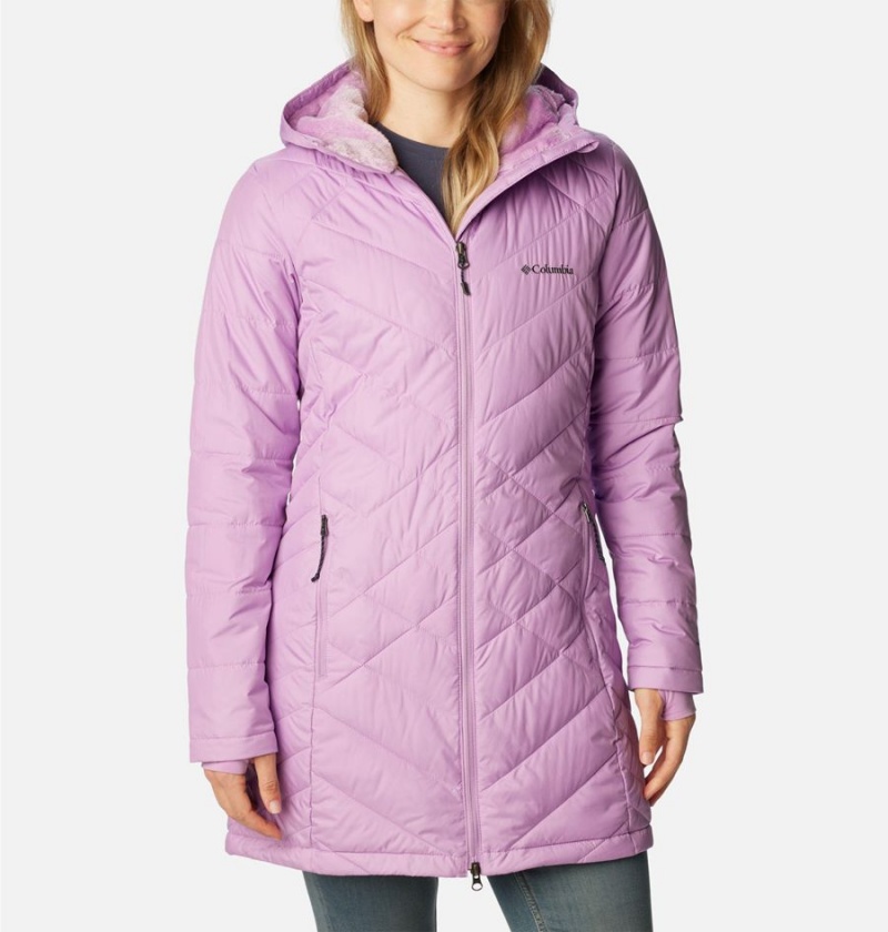 Purple Columbia Heavenly Long Hooded Women\'s Puffer Jacket | 38219IBUS