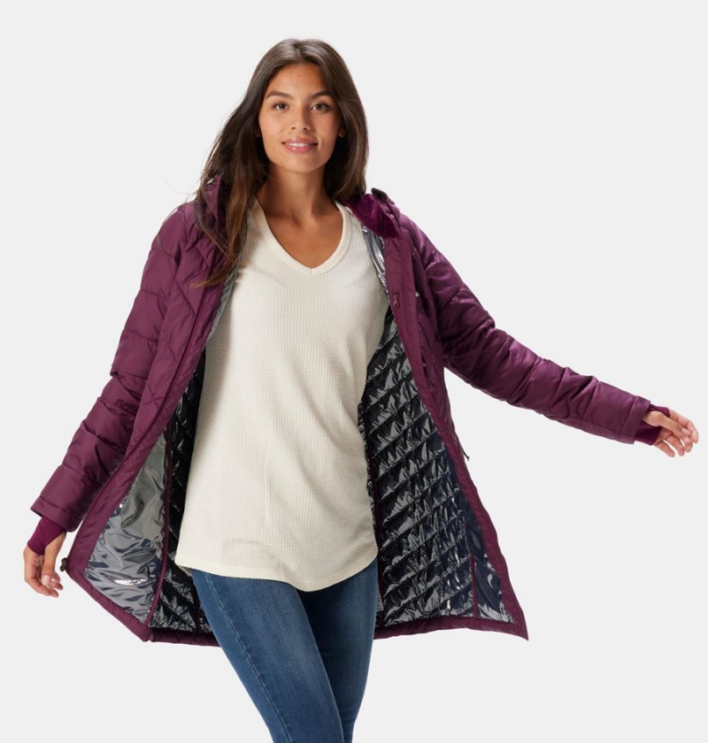 Purple Columbia Heavenly Long Hooded Women's Puffer Jacket | 07982NUOH