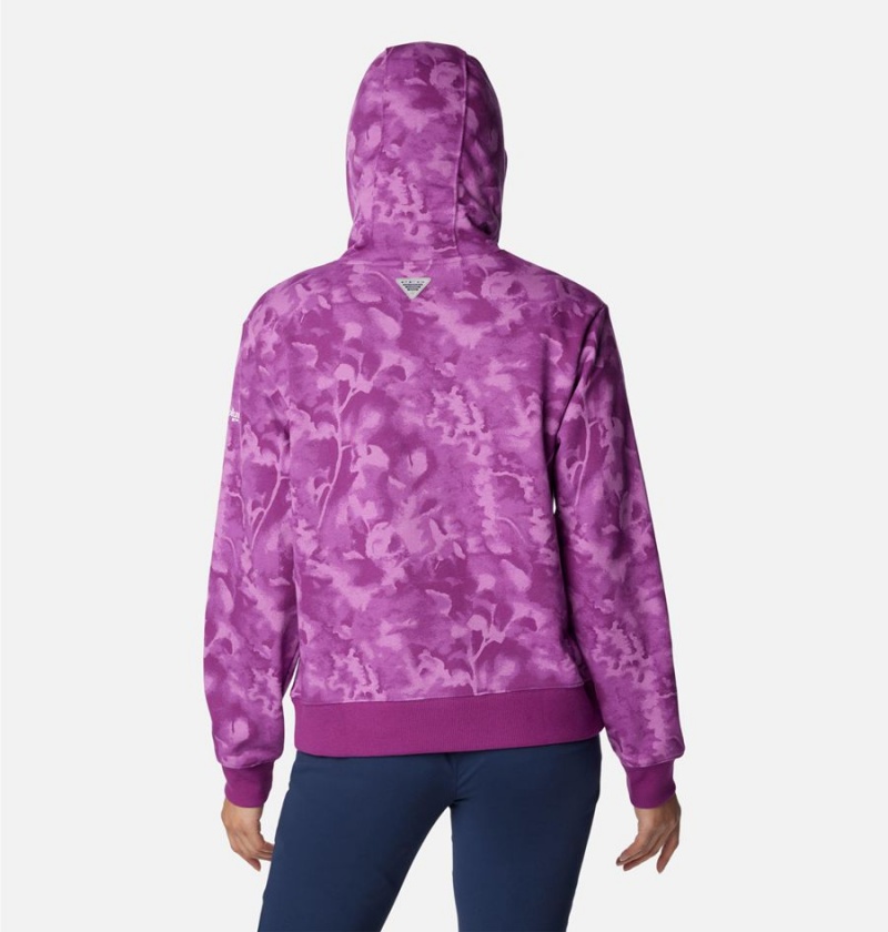 Purple Columbia PFG Slack Water French Terry Women's Hoodie | 73491YGJN