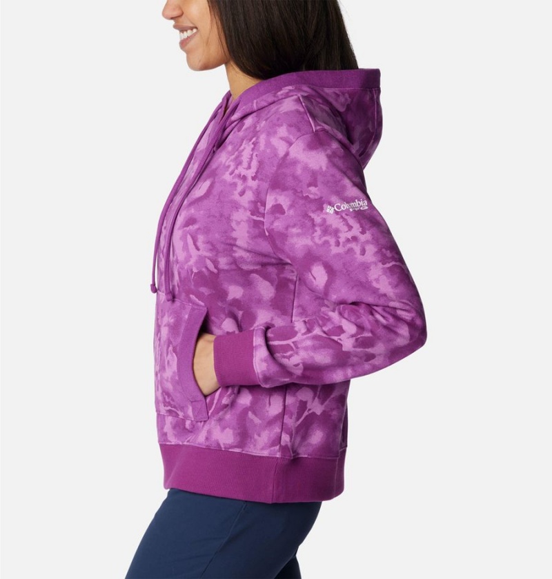 Purple Columbia PFG Slack Water French Terry Women's Hoodie | 73491YGJN