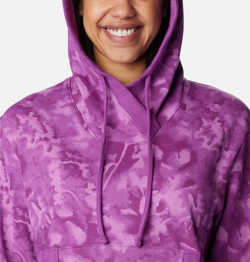 Purple Columbia PFG Slack Water French Terry Women's Hoodie | 73491YGJN