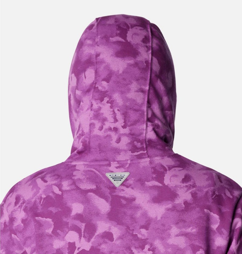 Purple Columbia PFG Slack Water French Terry Women's Hoodie | 73491YGJN