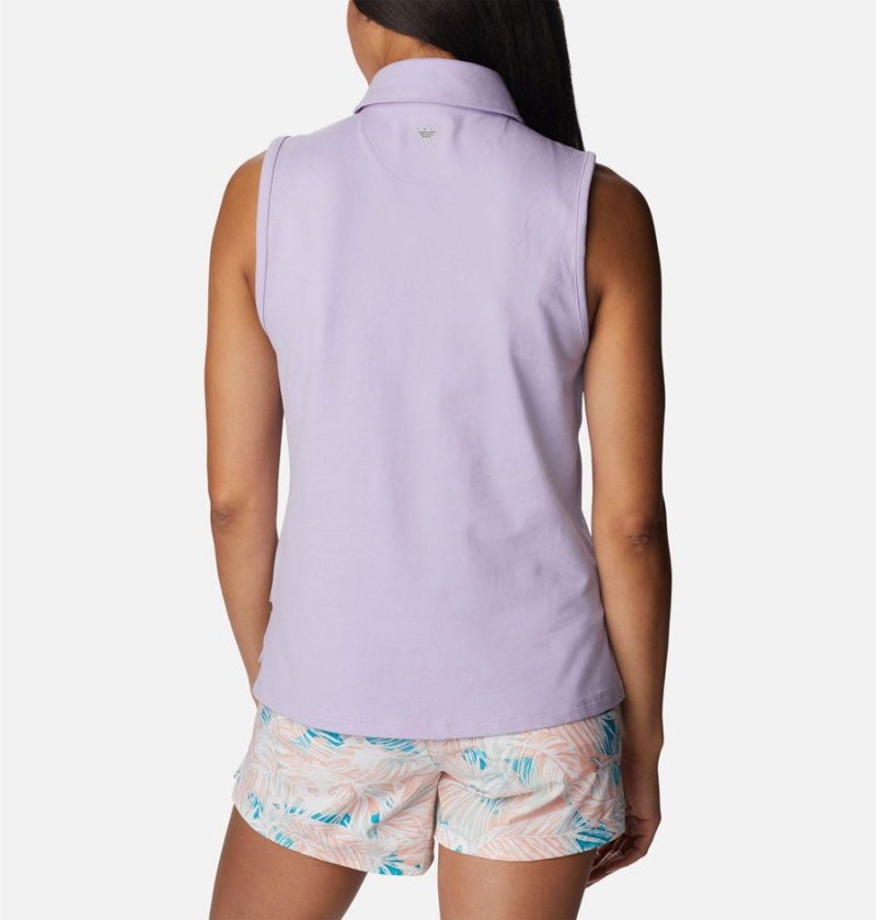 Purple Columbia PFG Sun Drifter Sleeveless Polo Women's Tank Top | 10485FHJI