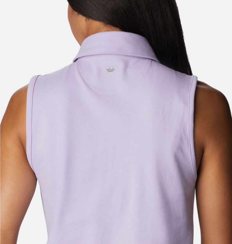 Purple Columbia PFG Sun Drifter Sleeveless Polo Women's Tank Top | 10485FHJI