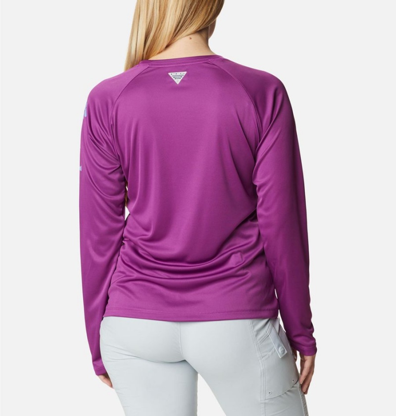 Purple Columbia PFG Tidal II Long Sleeve Women's T-Shirt | 58309RZFA