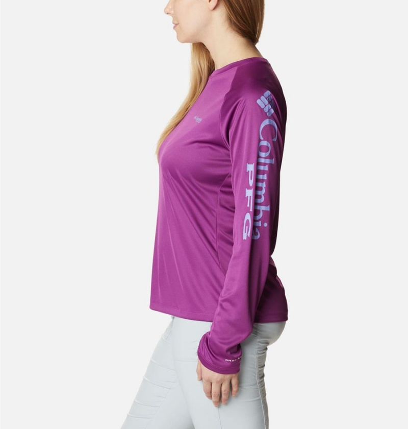 Purple Columbia PFG Tidal II Long Sleeve Women's T-Shirt | 58309RZFA