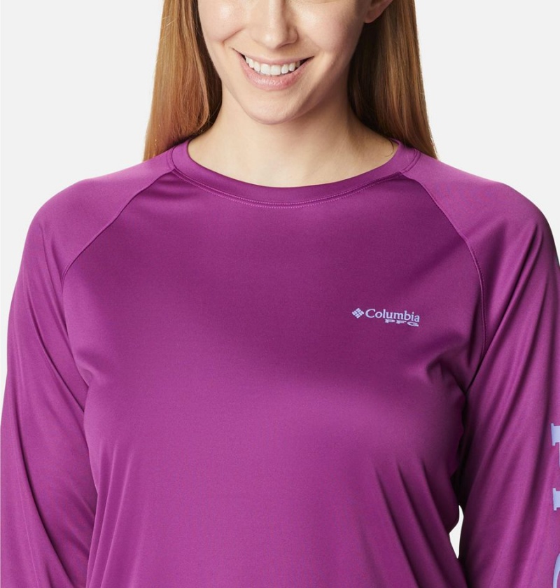 Purple Columbia PFG Tidal II Long Sleeve Women's T-Shirt | 58309RZFA