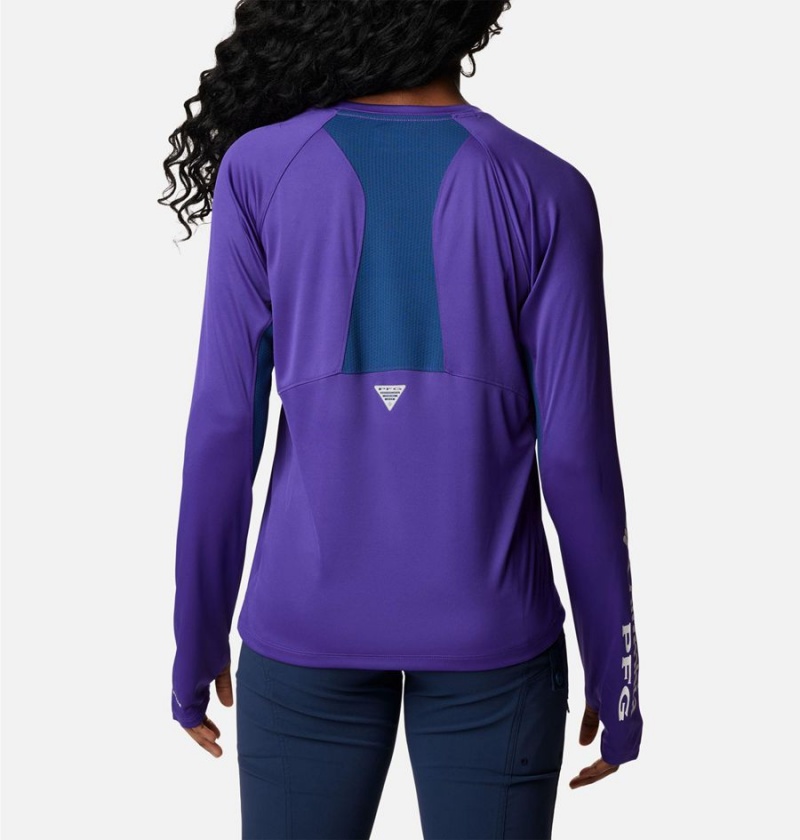 Purple Columbia PFG Tidal Vent Long Sleeve Women's T-Shirt | 91620WOCG