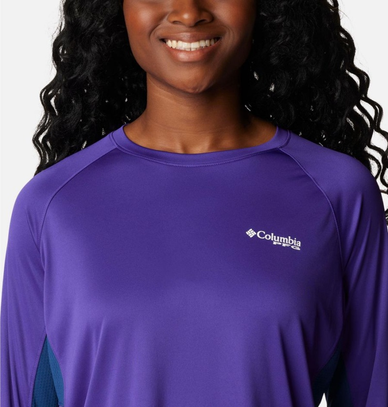 Purple Columbia PFG Tidal Vent Long Sleeve Women's T-Shirt | 91620WOCG