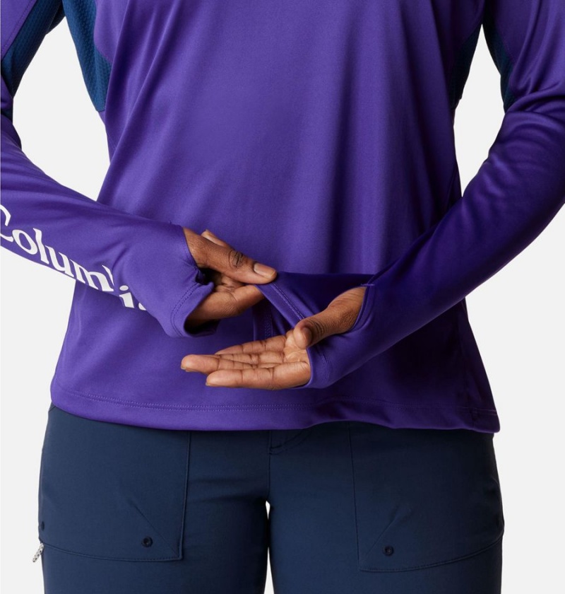 Purple Columbia PFG Tidal Vent Long Sleeve Women's T-Shirt | 91620WOCG