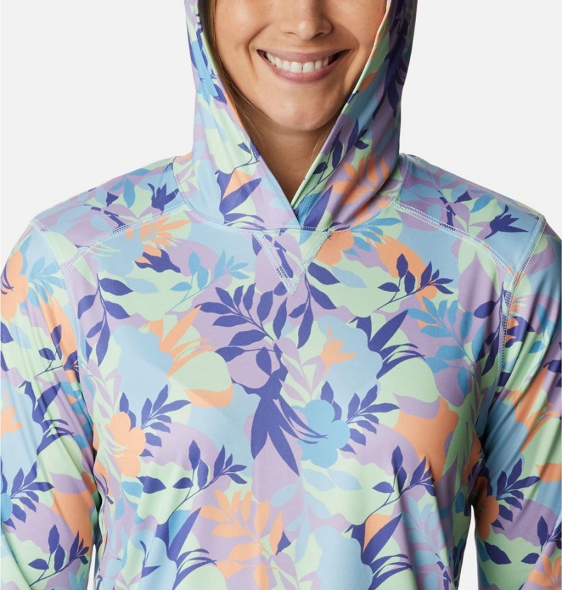 Purple Columbia Summerdry Long Sleeve Printed Women's Hoodie | 36908VHFM