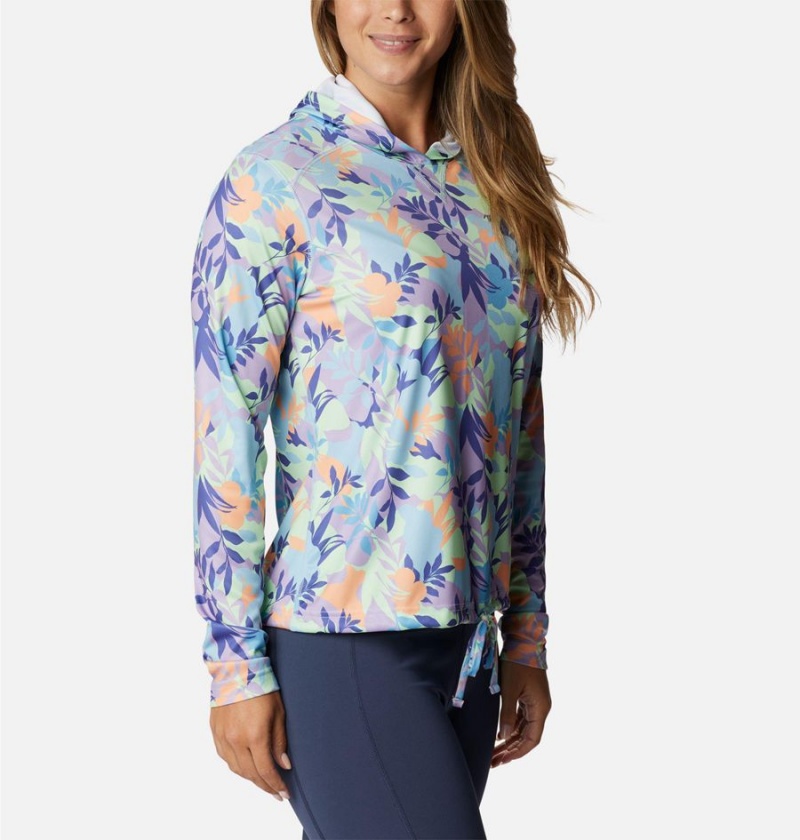 Purple Columbia Summerdry Long Sleeve Printed Women's Hoodie | 36908VHFM