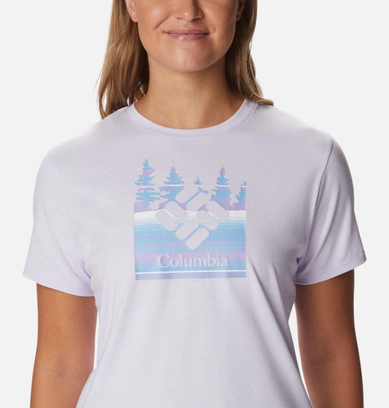 Purple Columbia Sun Trek Graphic Women's T-Shirt | 28394FGAY