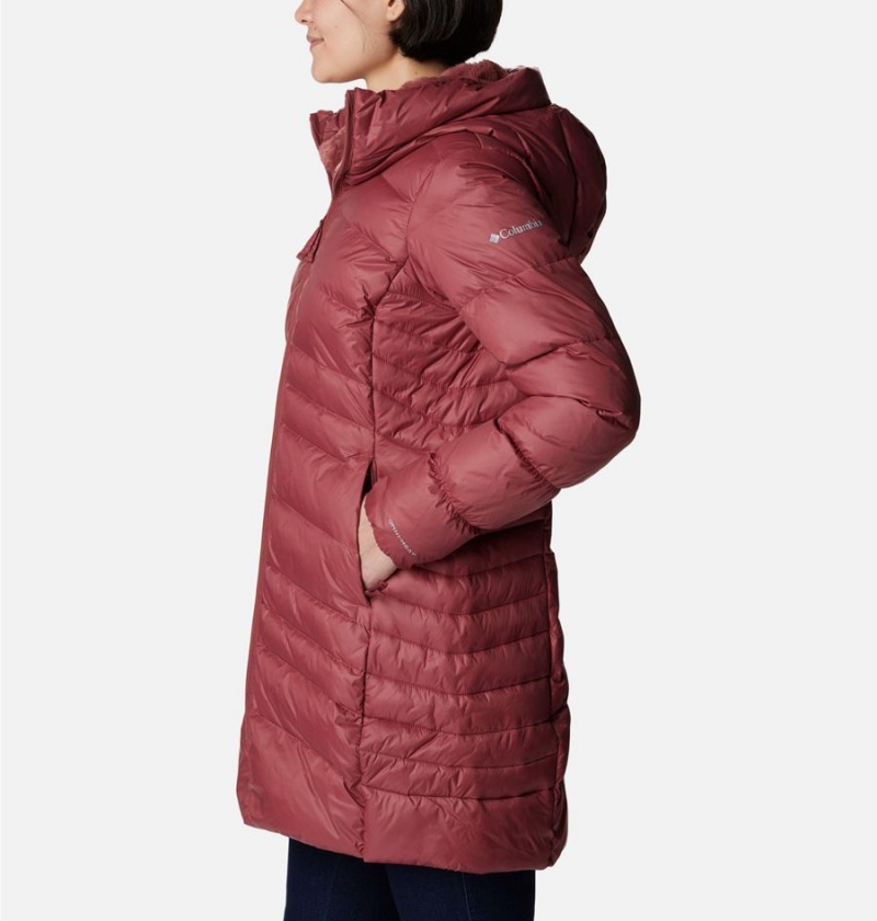 Red Columbia Autumn Park Hooded Mid Women's Puffer Jacket | 52061GCKH