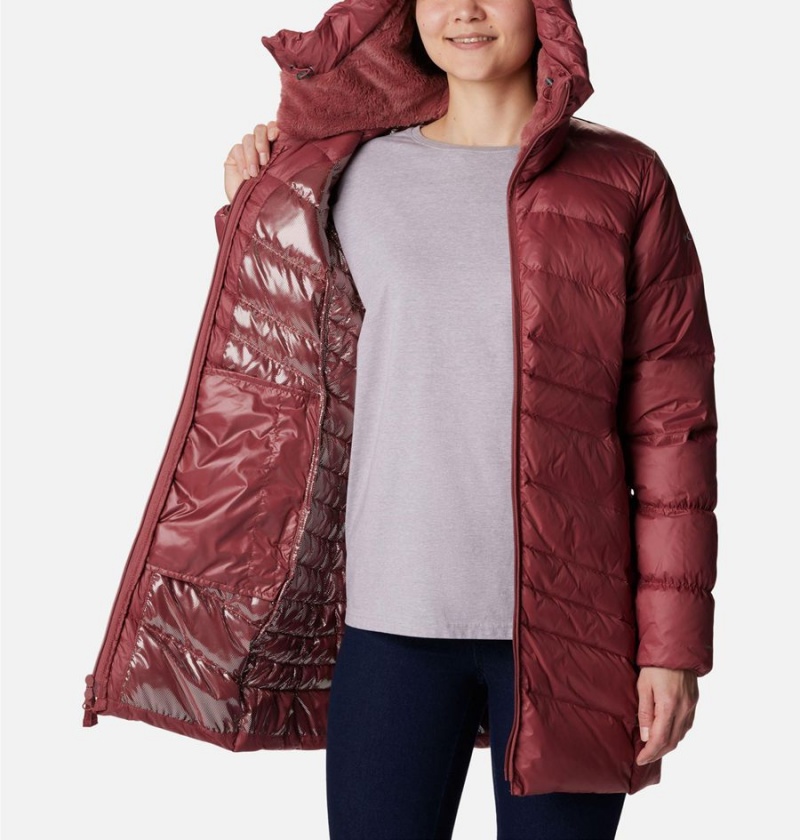 Red Columbia Autumn Park Hooded Mid Women's Puffer Jacket | 52061GCKH