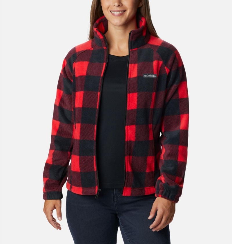 Red Columbia Benton Springs Printed Full Zip Women's Fleece Jacket | 71428RXVK