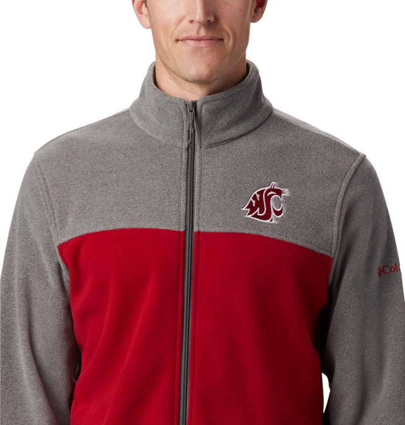 Red Columbia Collegiate Flanker III - Washington State Men's Fleece Jacket | 60428ZLWH